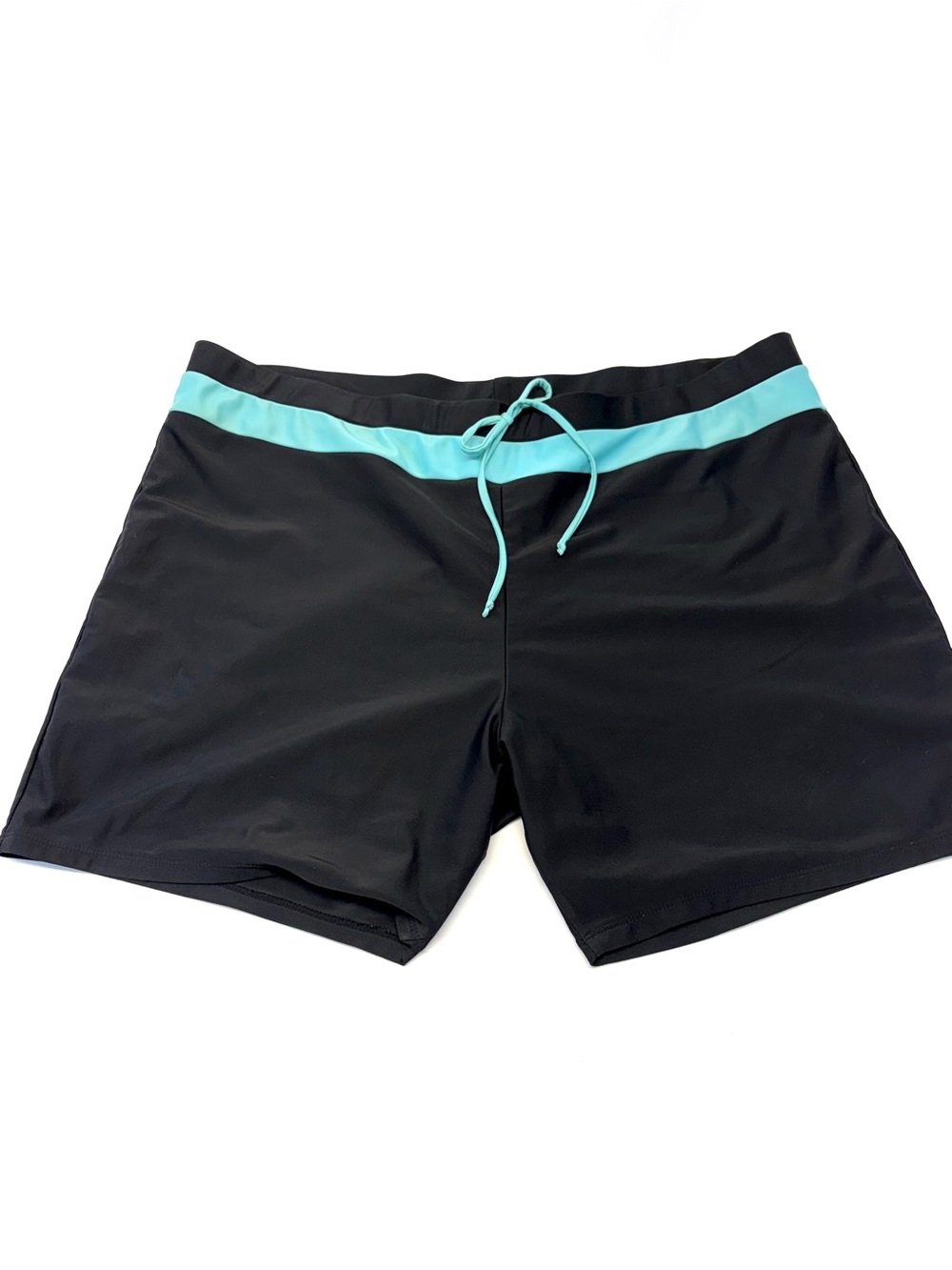 Rosegal Plus Size Black & Turquoise Swim Shorts 3X